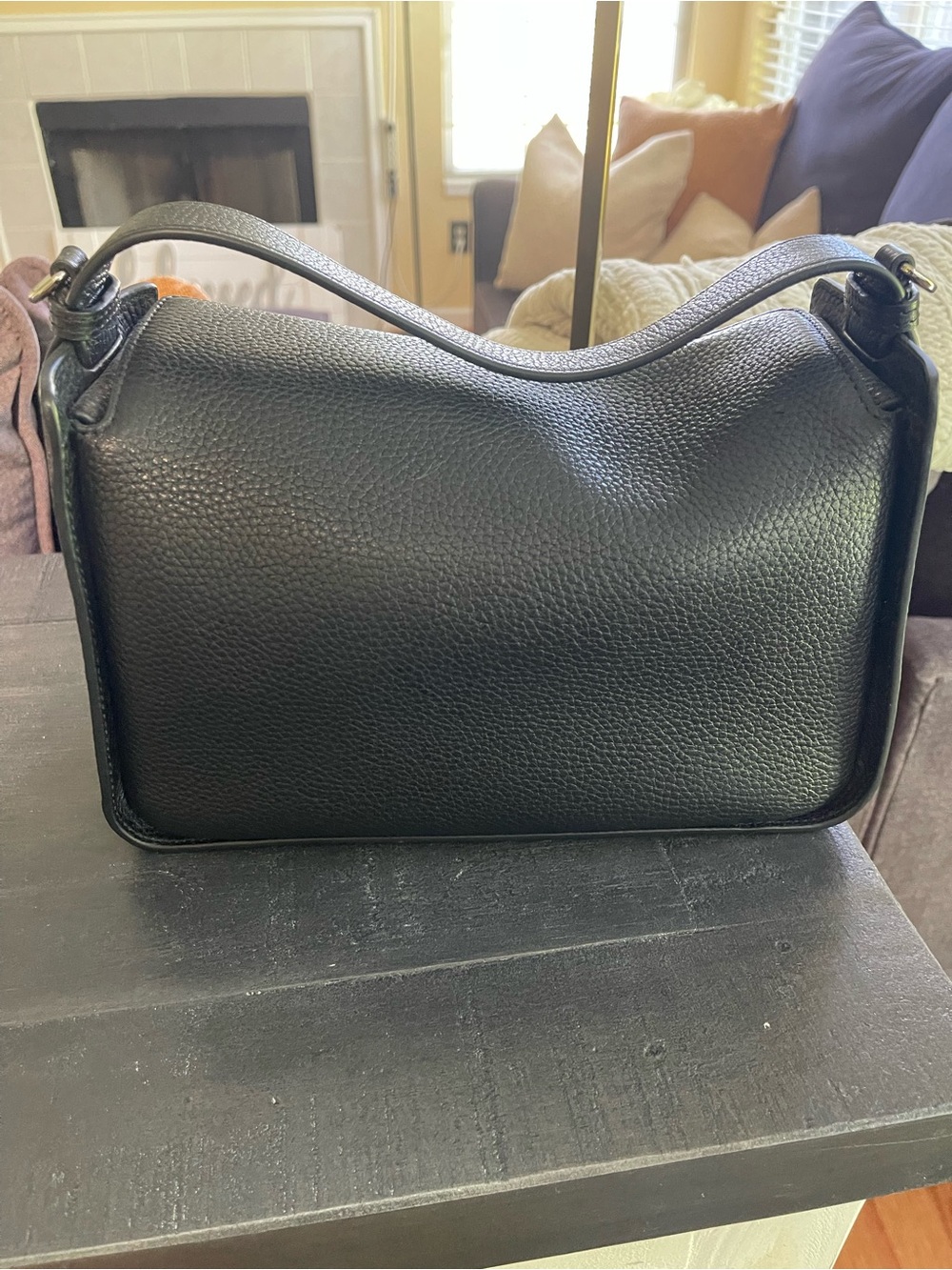 The Horse Clementine Black Pebbled Leather Shoulder Bag with Detachable Strap - Picture 4 of 8